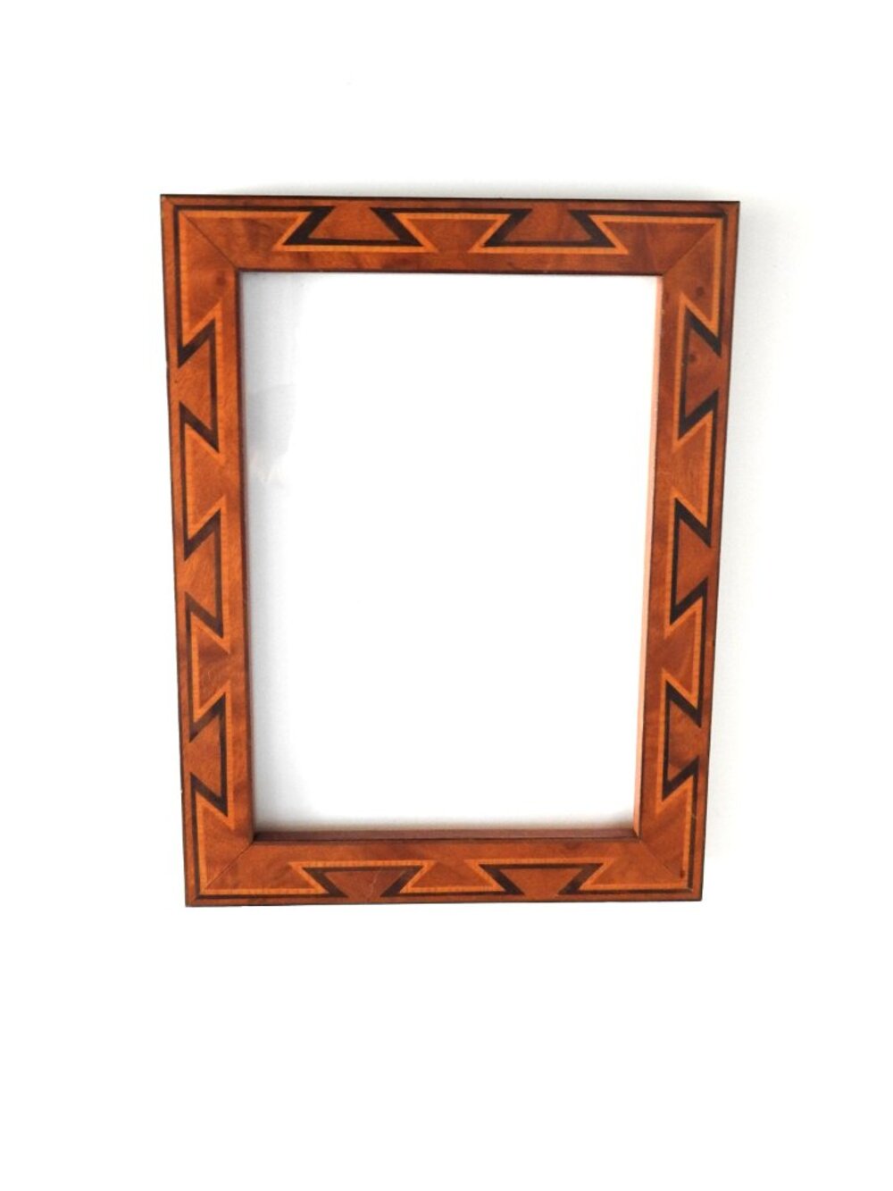 Vintage Solid Wood Inlaid 5x7 Picture Frame Arts and Crafts Southwestern